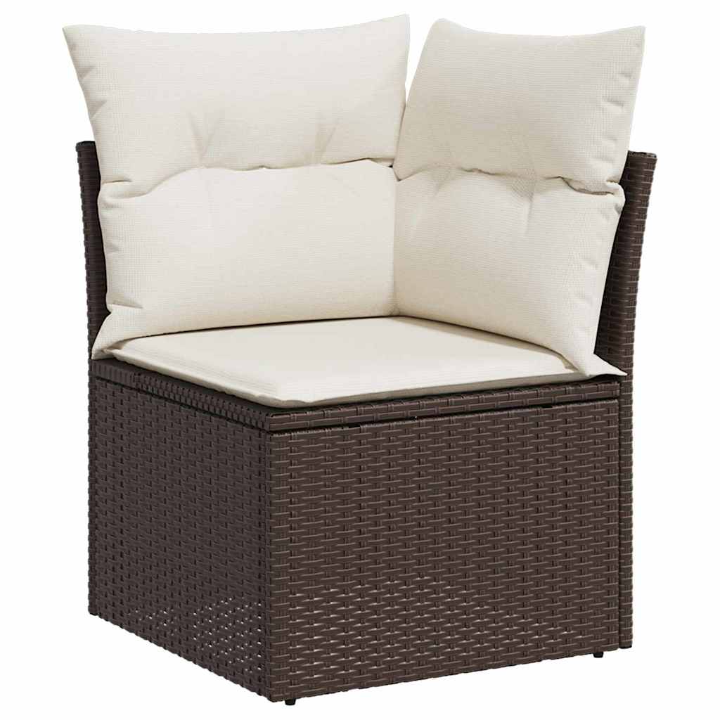 Garten-Sofa-Set mit Kissen mit Speicher 7 pcs Braun Poly Rattan